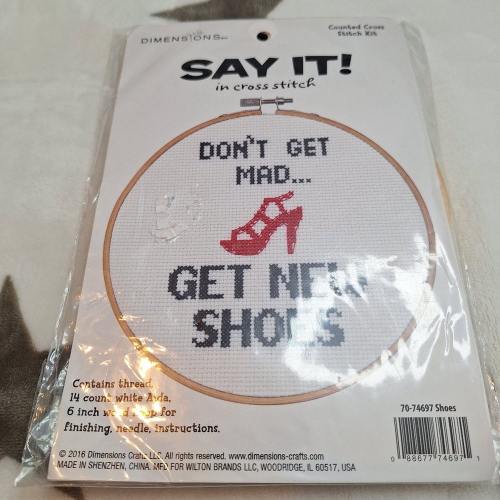 Dimensions Counted Cross Stitch‎ Kit ~ Don't Get Mad... Get New Shoes #70-74697